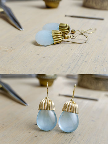 Ohrschmuck Aquamarin, Roségold 750