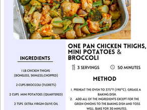 One pan chicken thighs, Mini Potatoes & Broccoli