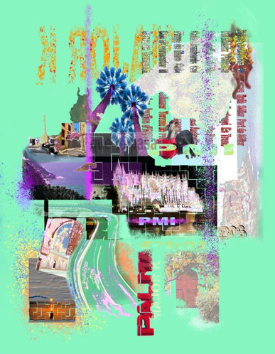 Exklusiver FineArt Print von Palma de Mallorca. Moderne Collage aus Fotografie und digitaler Kunst – hochwertig gedruckt auf Premium FineArt Papier.