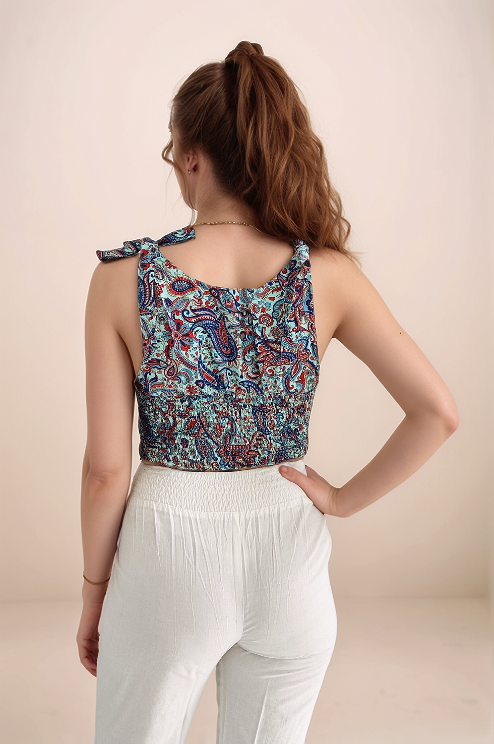 Thumbnail: Women & Girls' Boho Paisley Sleeveless Crop Top