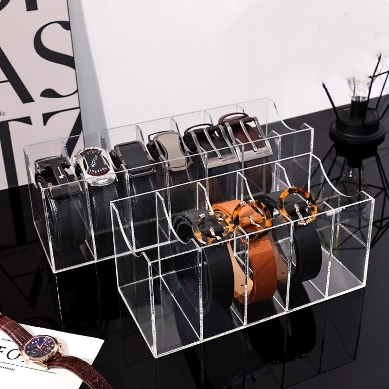 Miniatura: Organizador de cintos em acrílico transparente Até 7 compartimento