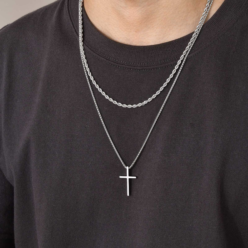 Miniatura: Colar masculino Vnox com pingente de cruz em design simples e Elegante!