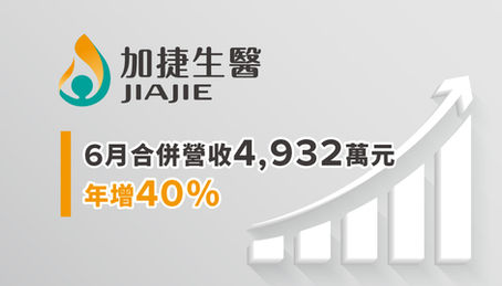 6月營收出爐!沛波5.7億元 加捷生醫年增40%