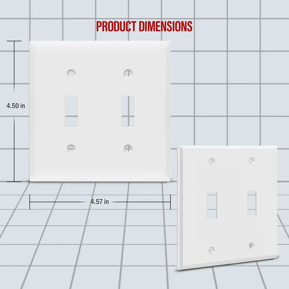 Toggle Light Switch Wall Plate, Size 2-Gang, Unbreakable Polycarbonate Thermopla