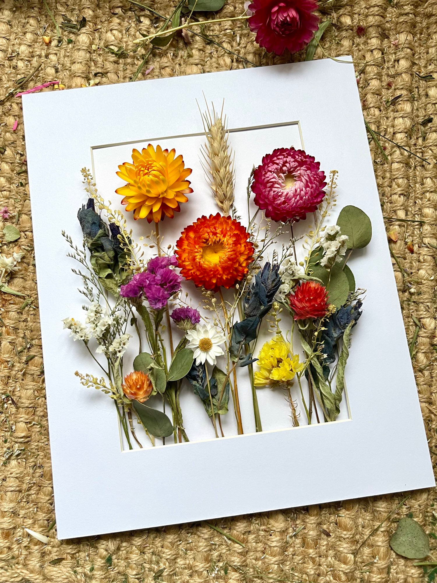Medium Bright Blooms Dried Flower Frame