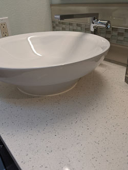 Semi recessed sink on small vanity