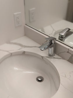 Close-up of undermount sink