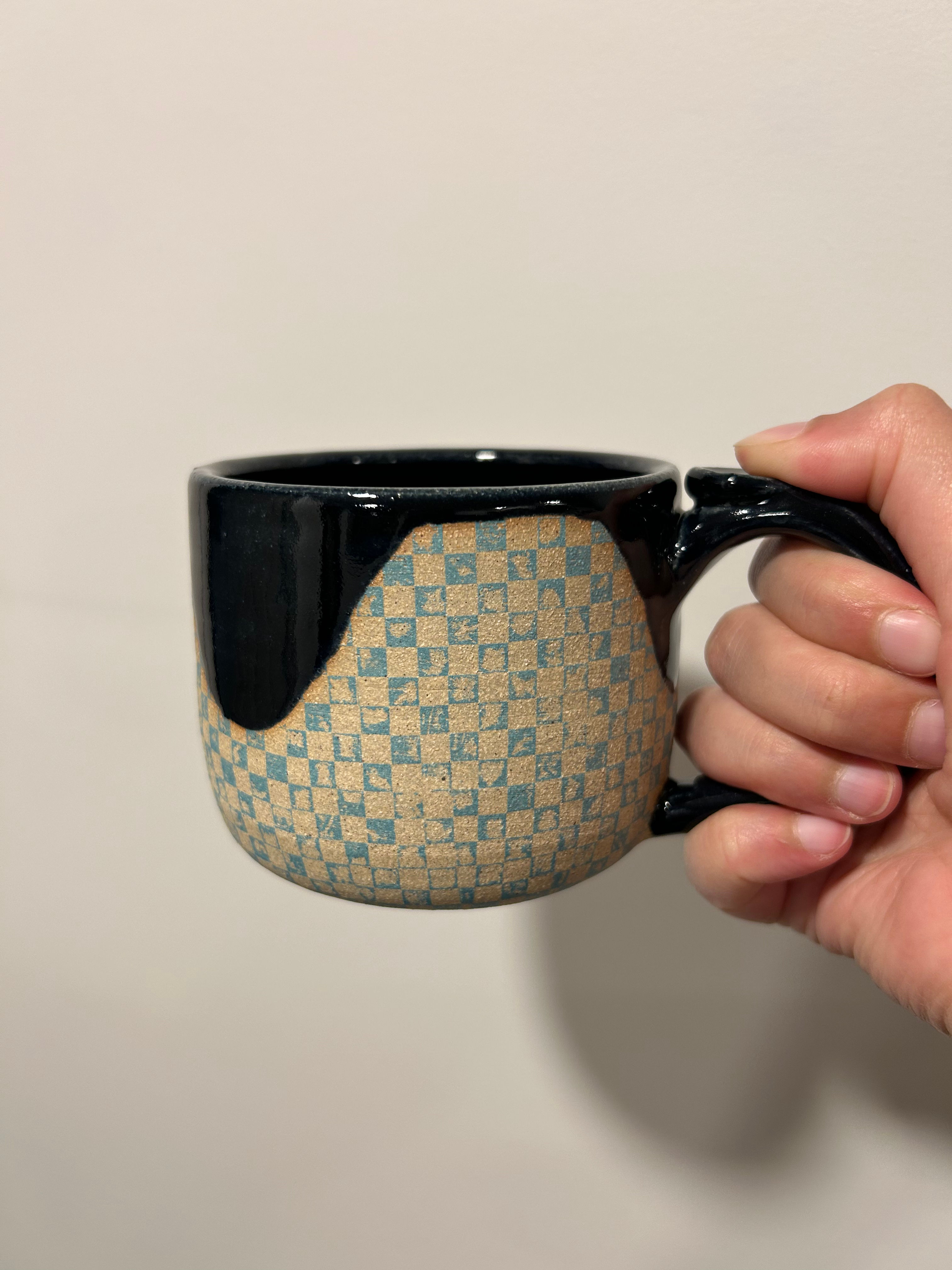 Blue Checkered Black Glaze