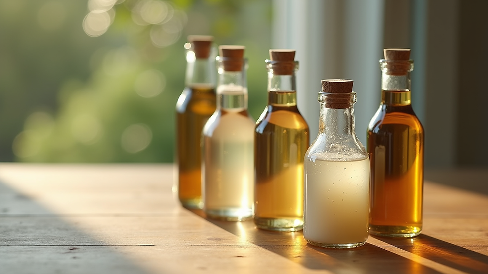 High angle view of eco-friendly glass bottles arranged on a wooden surface