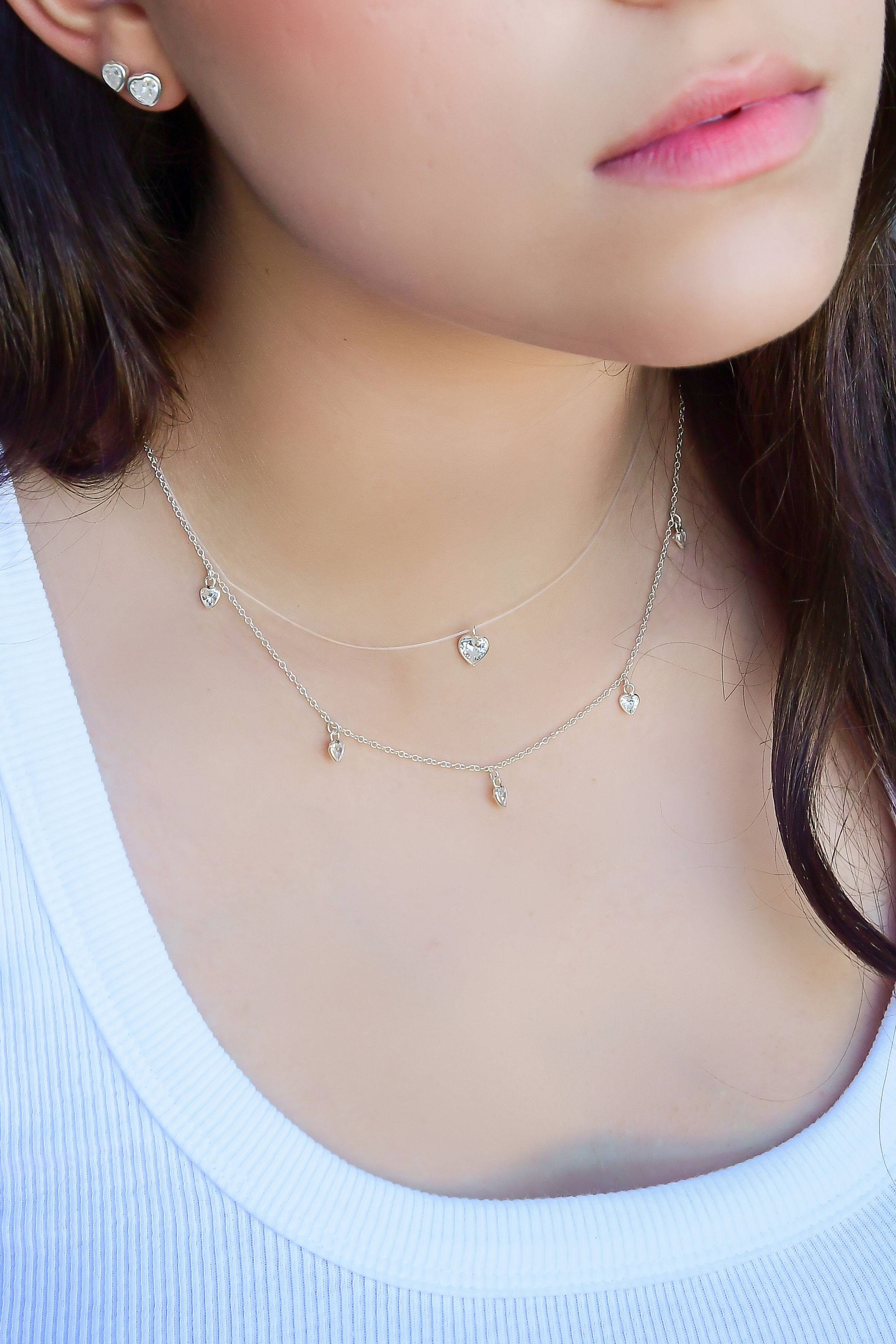 Colar ponto de luz coração Nylon