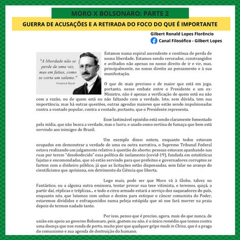 FOCO NO QUE IMPORTA: AGENDA CONSERVADORA x AGENDA GLOBALISTA