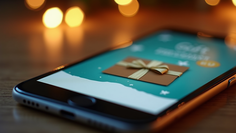 Close-up view of a digital gift card displayed on a smartphone screen