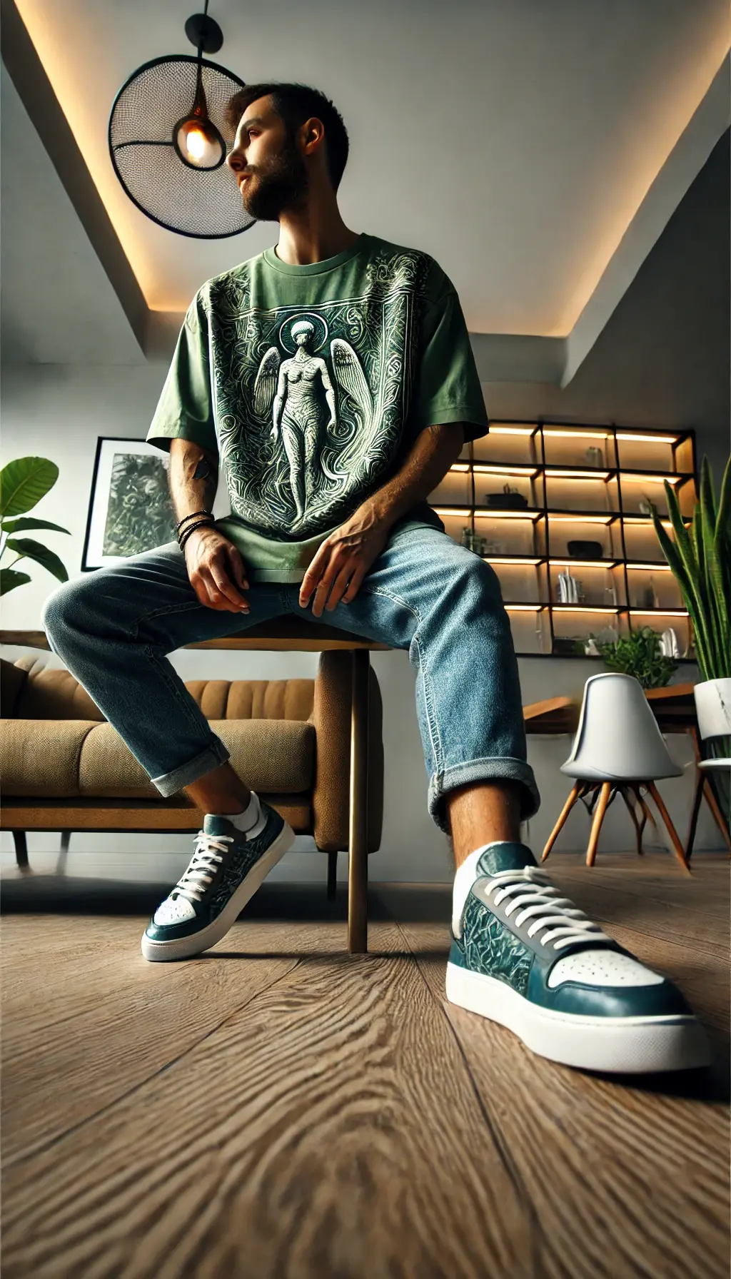 Graphic Print Crew-Neck T-Shirt!