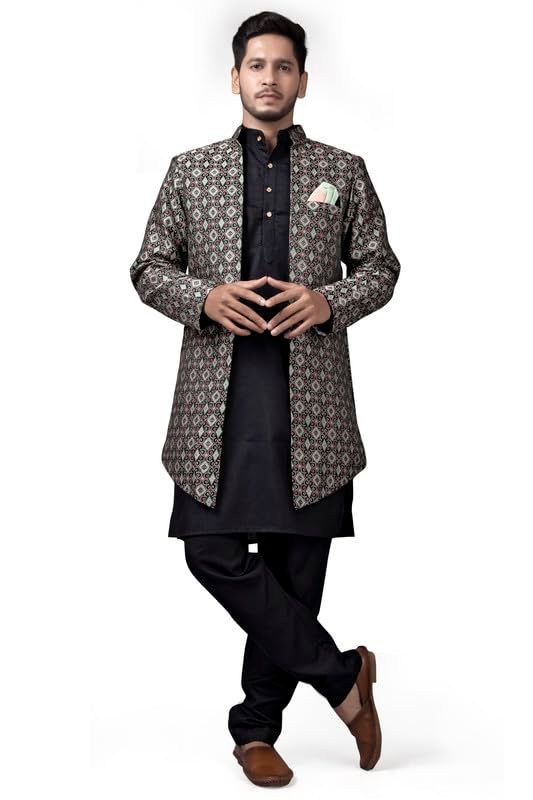 Amzira Men's Stylish Ethnic Wear Black Kurta Pajama Set