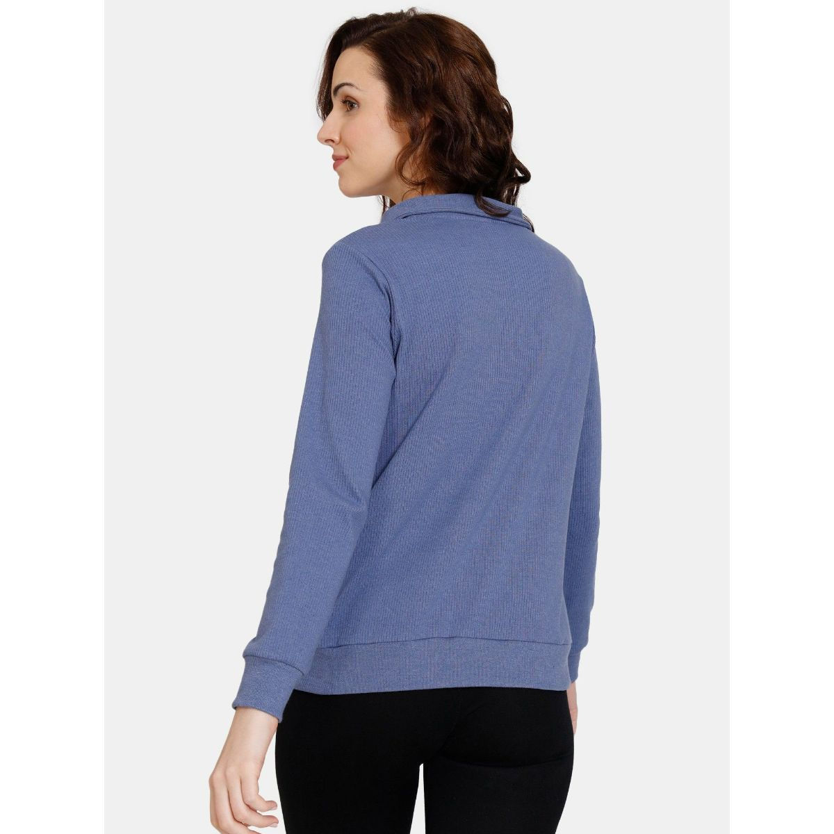 Zivame Easy Days Velvet Morning Blue Lounge Top