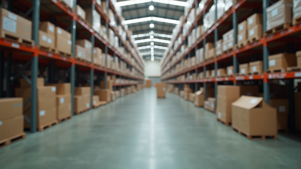 High angle view of a bustling warehouse for online orders