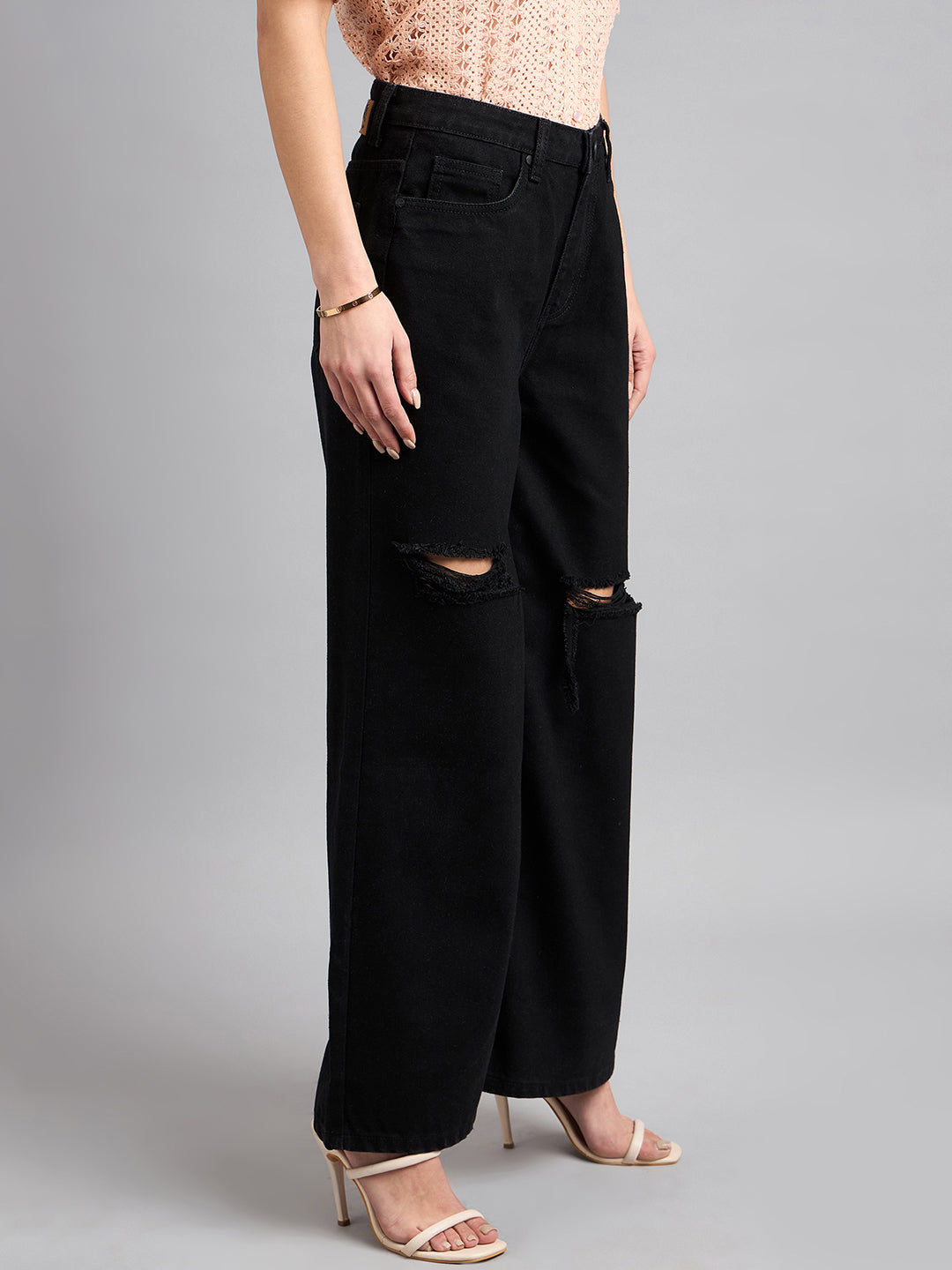 Women's Black Wide Leg High Rise Jeans