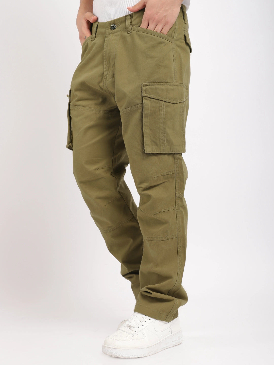 Mustard Cotton Cargo Pants