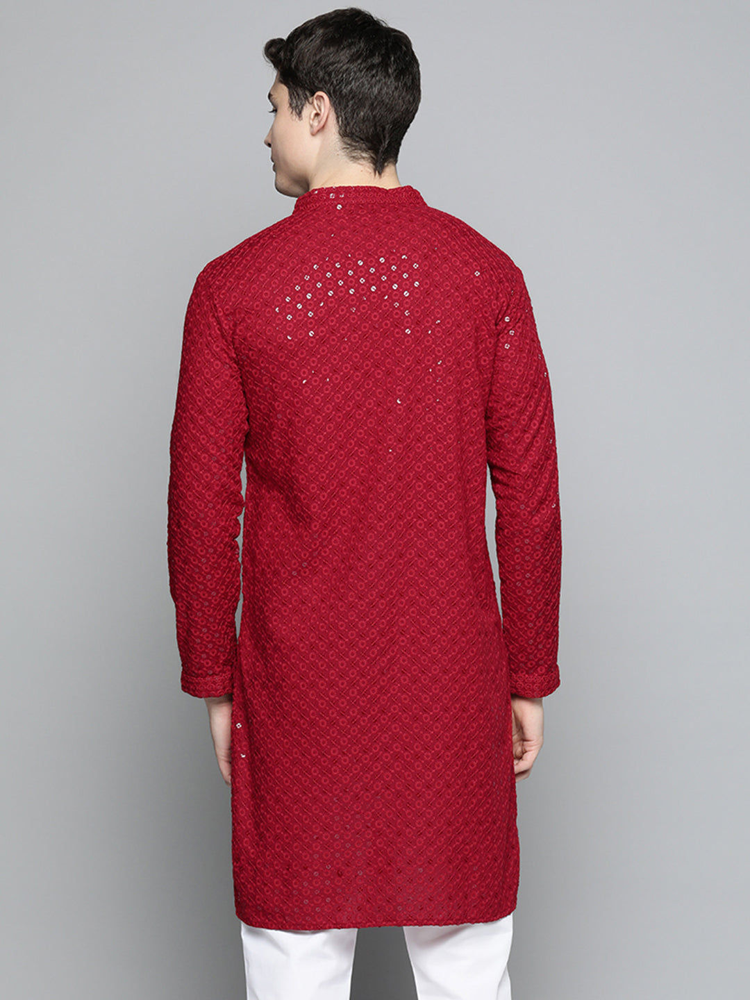 Men Chikankari Embroidered and Sequence Kurta Only