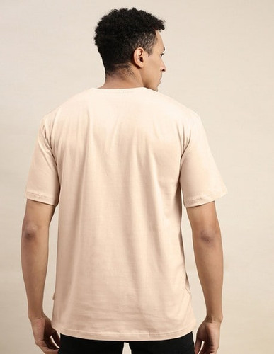 Stylish VEIRDO Beige Oversized Graphic Print T-Shirt for Men