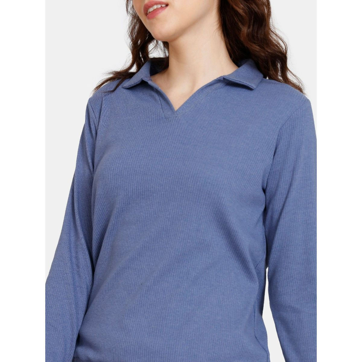 Zivame Easy Days Velvet Morning Blue Lounge Top