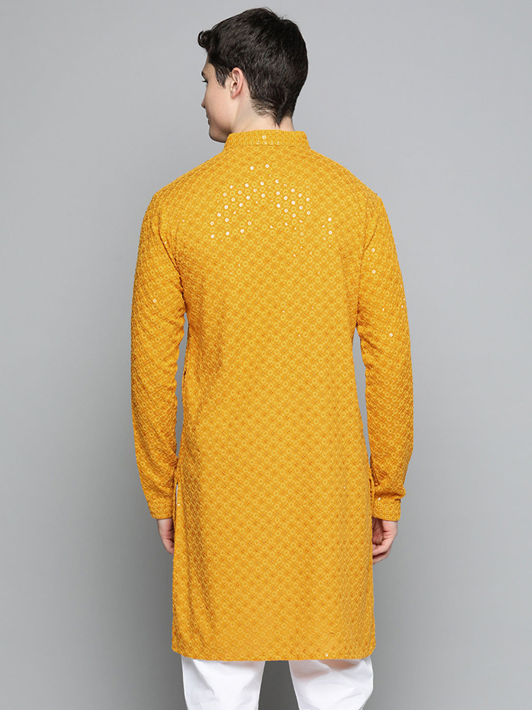 Men Chikankari Embroidered and Sequence Kurta Only