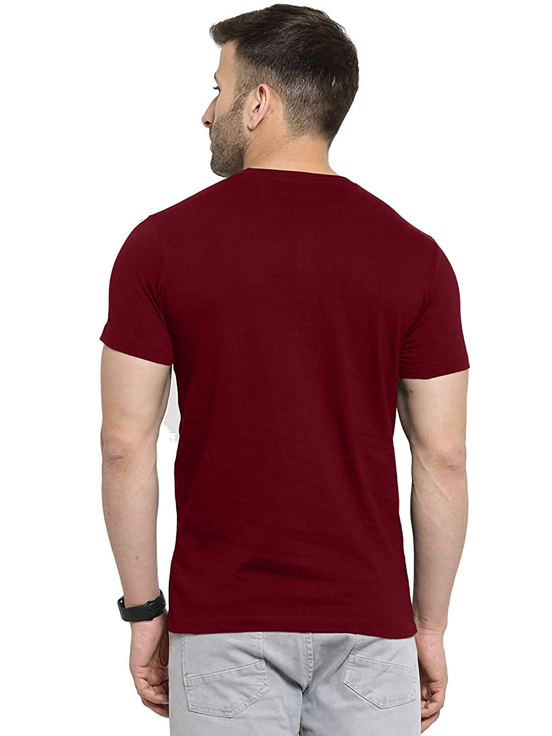 Maroon Round Neck Cotton Tshirt