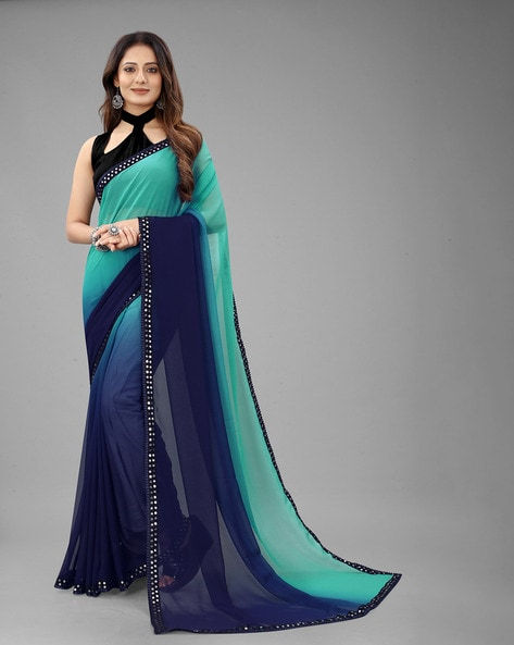 Georgette Saree With Sequence Lace Border