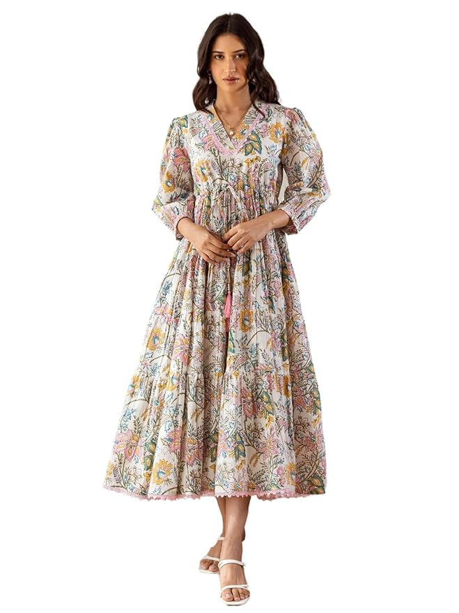 GRECIILOOKS Womens Floral Print One Piece Maxi Dress