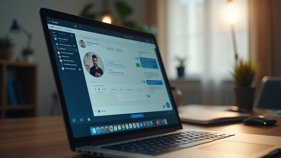 Eye-level view of a laptop screen displaying a live chat software interface