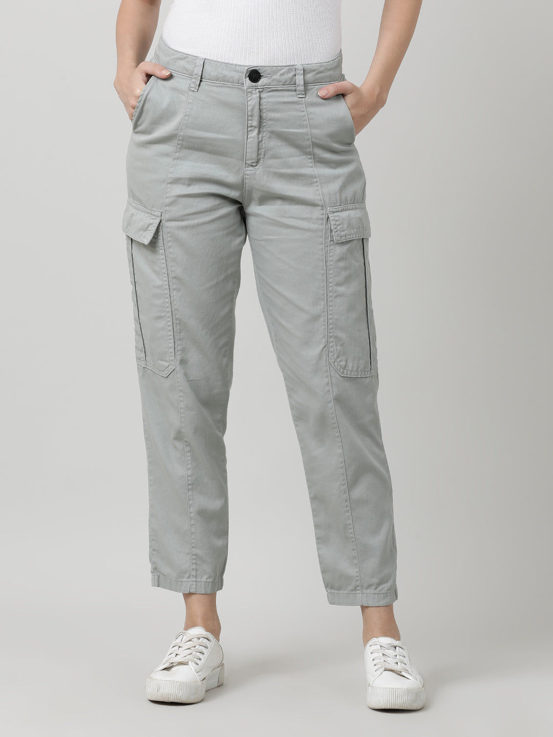 Women Grey Cargo Trousers