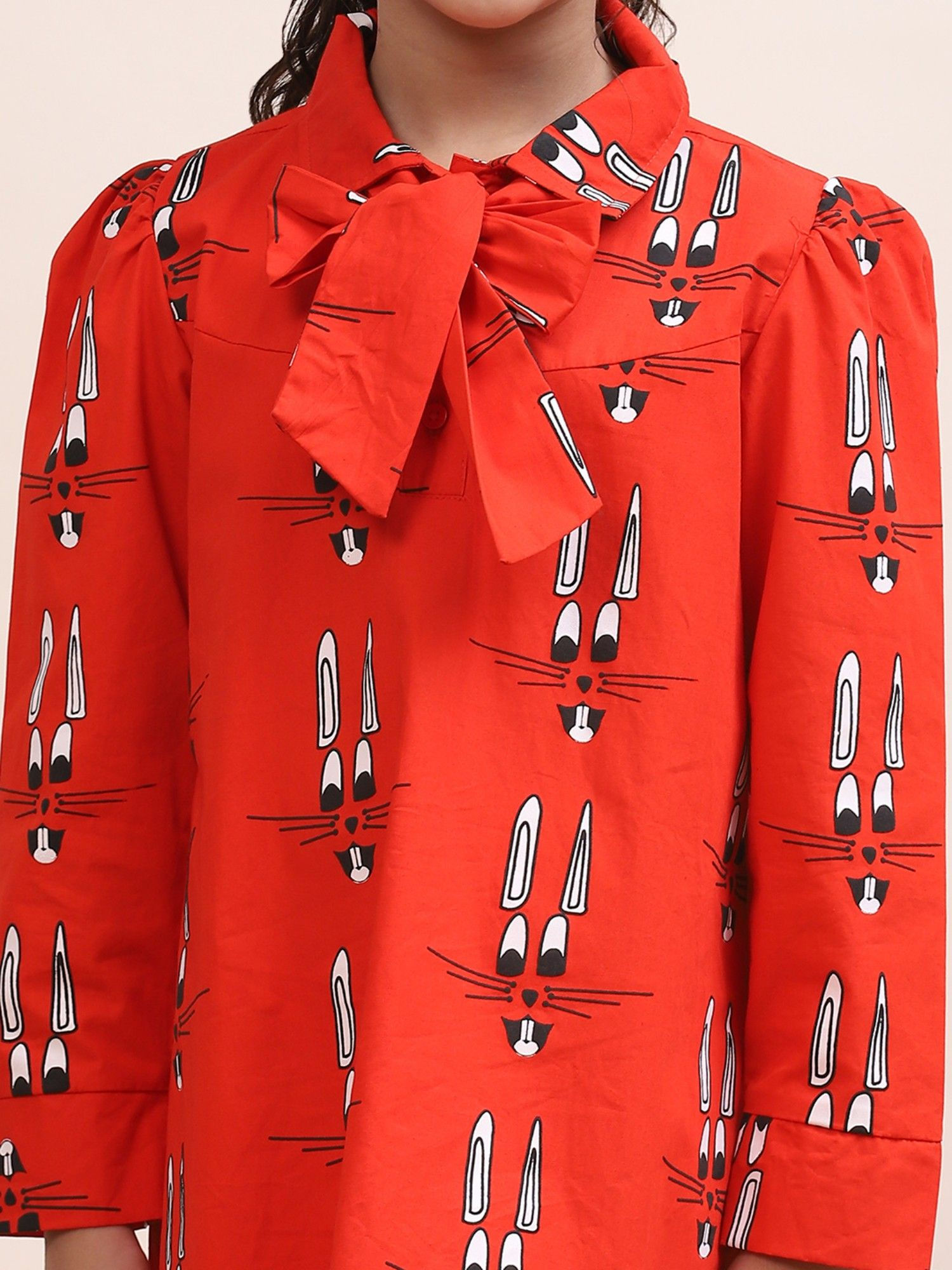 Spunkies Red Printed A-Line Kids Dress