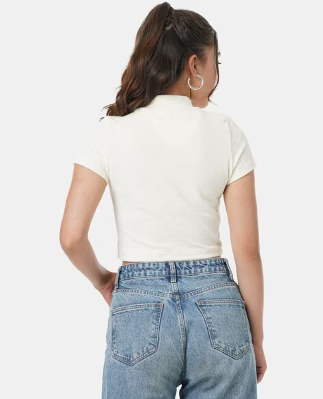 Women Ribbed Fitted Crop Top