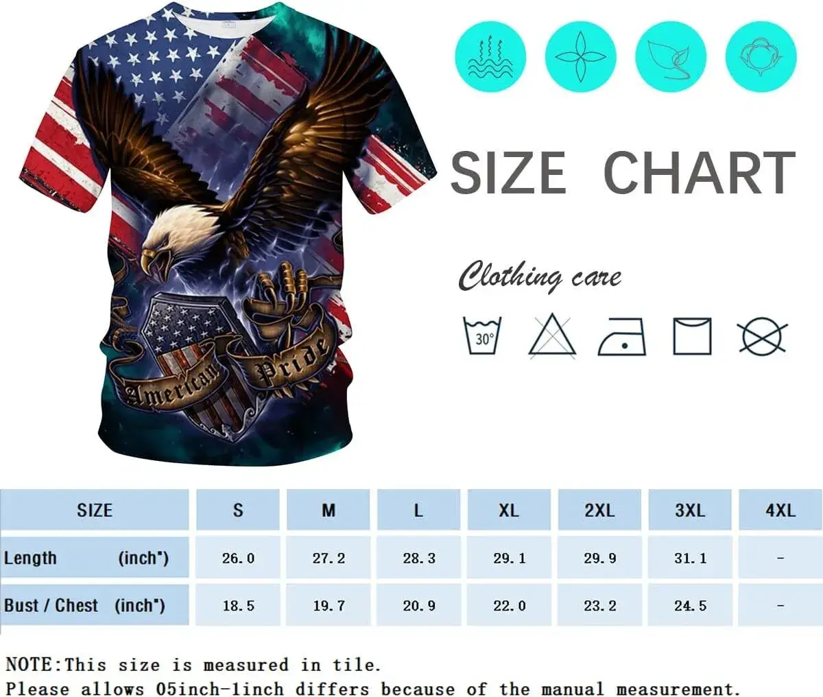 Mens Bald Eagle T-Shirt Summer