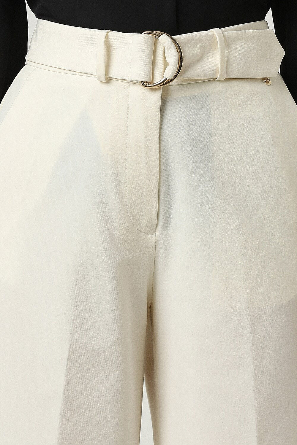 Van Heusen Women's Cream Solid Formal Trousers