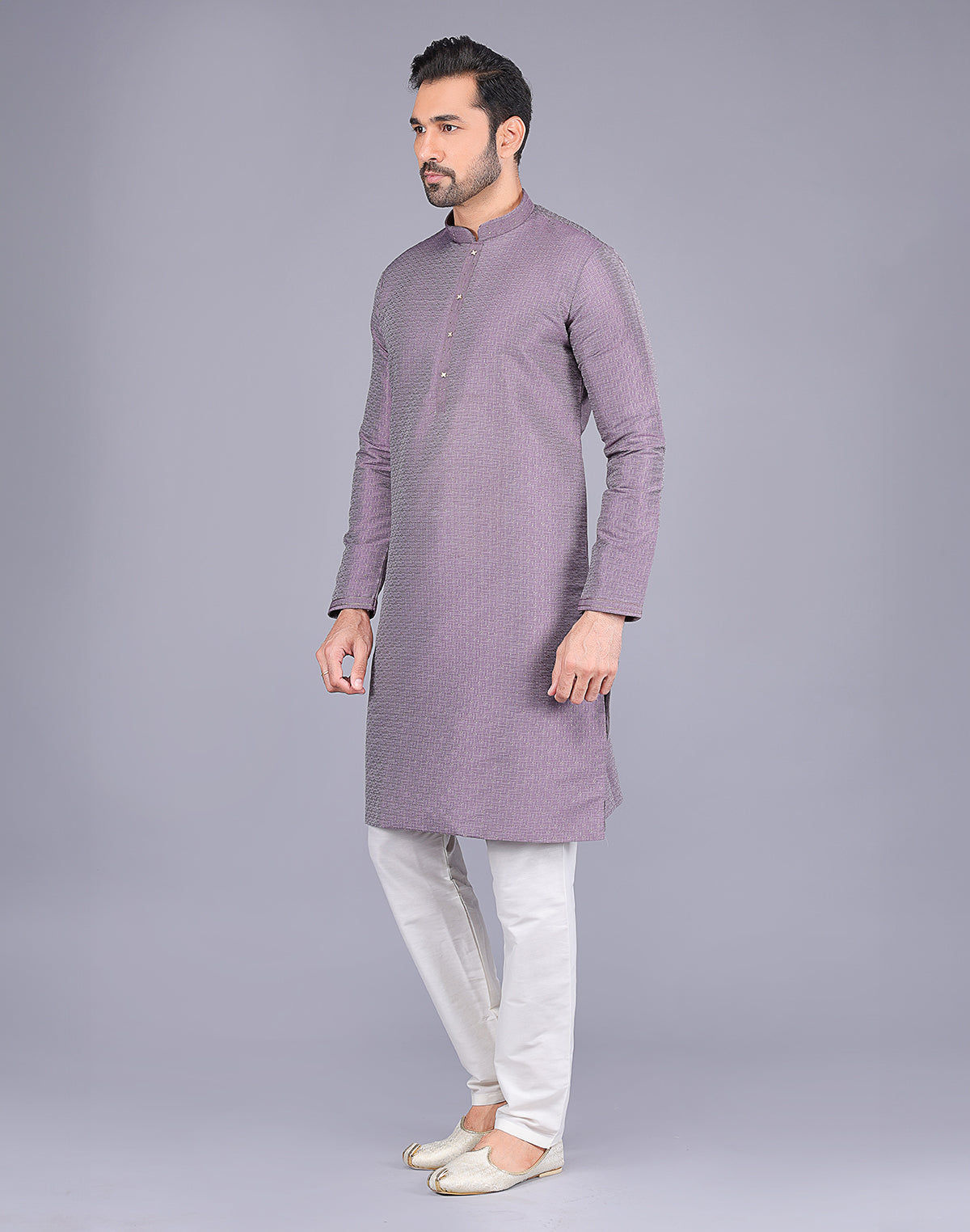 Soft Silk Stones Work Kurta Pyjama Set Sky