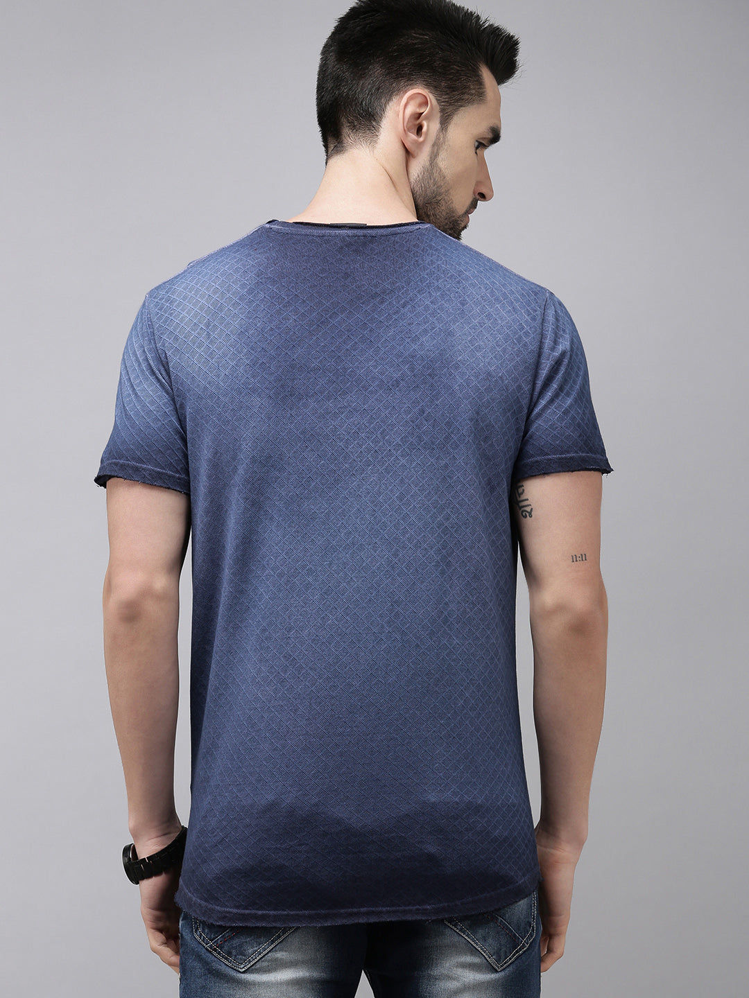 Highlander Men Peach Printed Round Neck T-Shirt