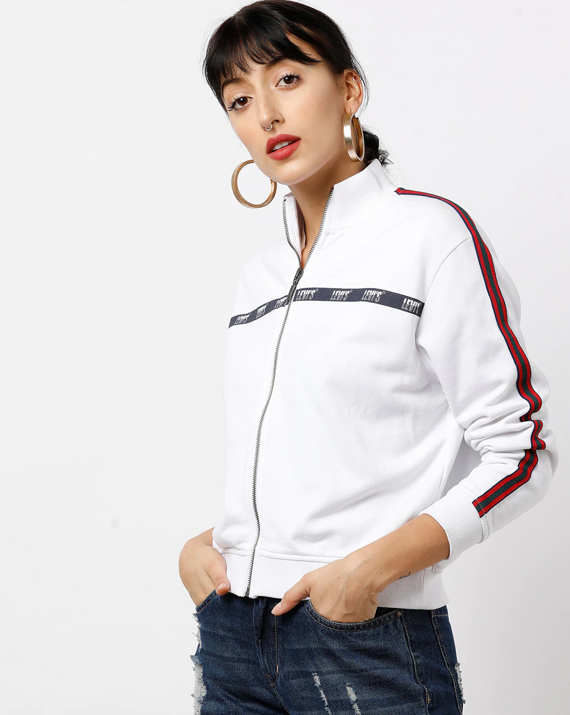 LEVIS Zip-Front Sweatshirt with Contrast Stripes