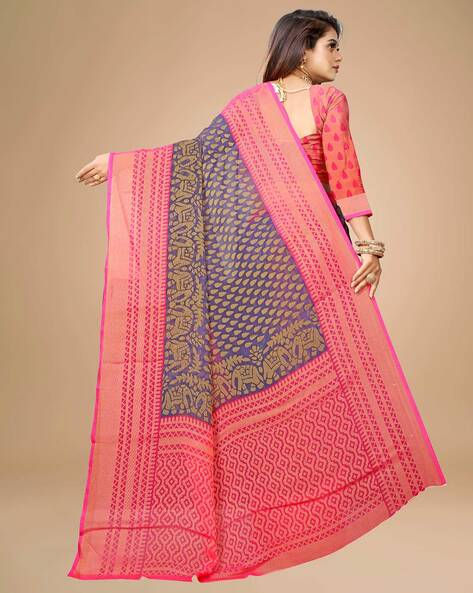 Traditional Saree with Zari Woven Motifs19