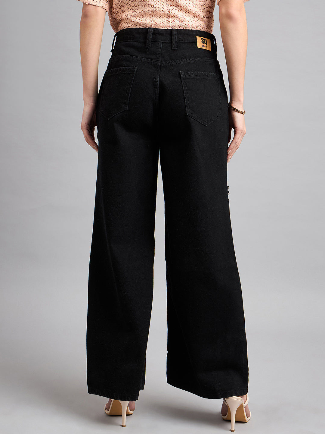 Women's Black Wide Leg High Rise Jeans