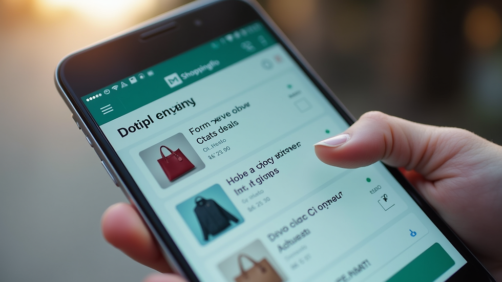 Close-up view of a smartphone screen showing a social commerce app with deal notifications