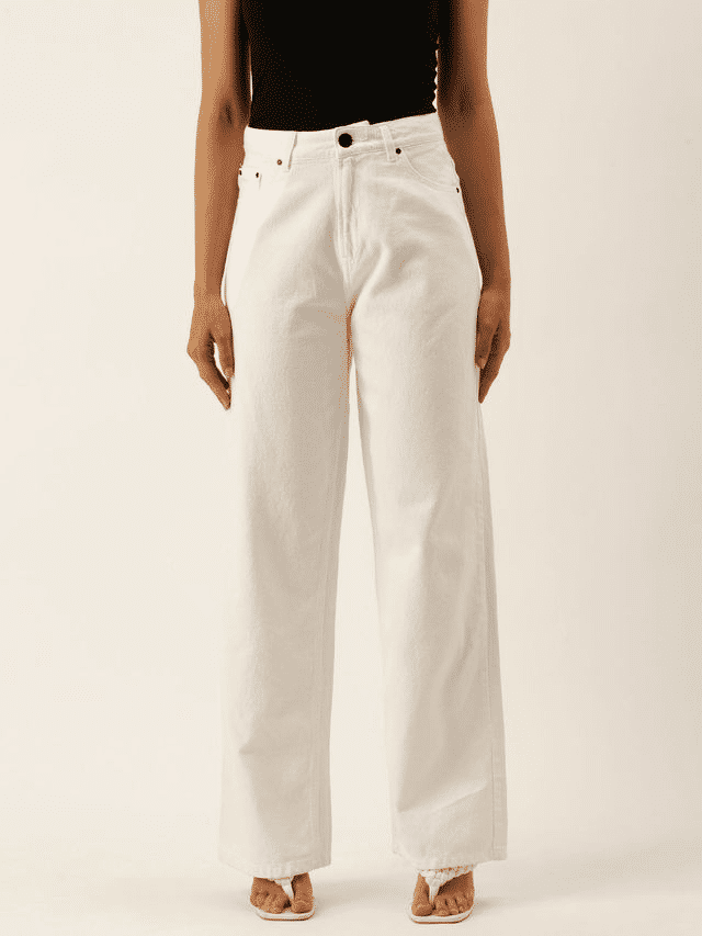 Stylish Bene Kleed Women’s Relaxed White Denim Trousers Size 32