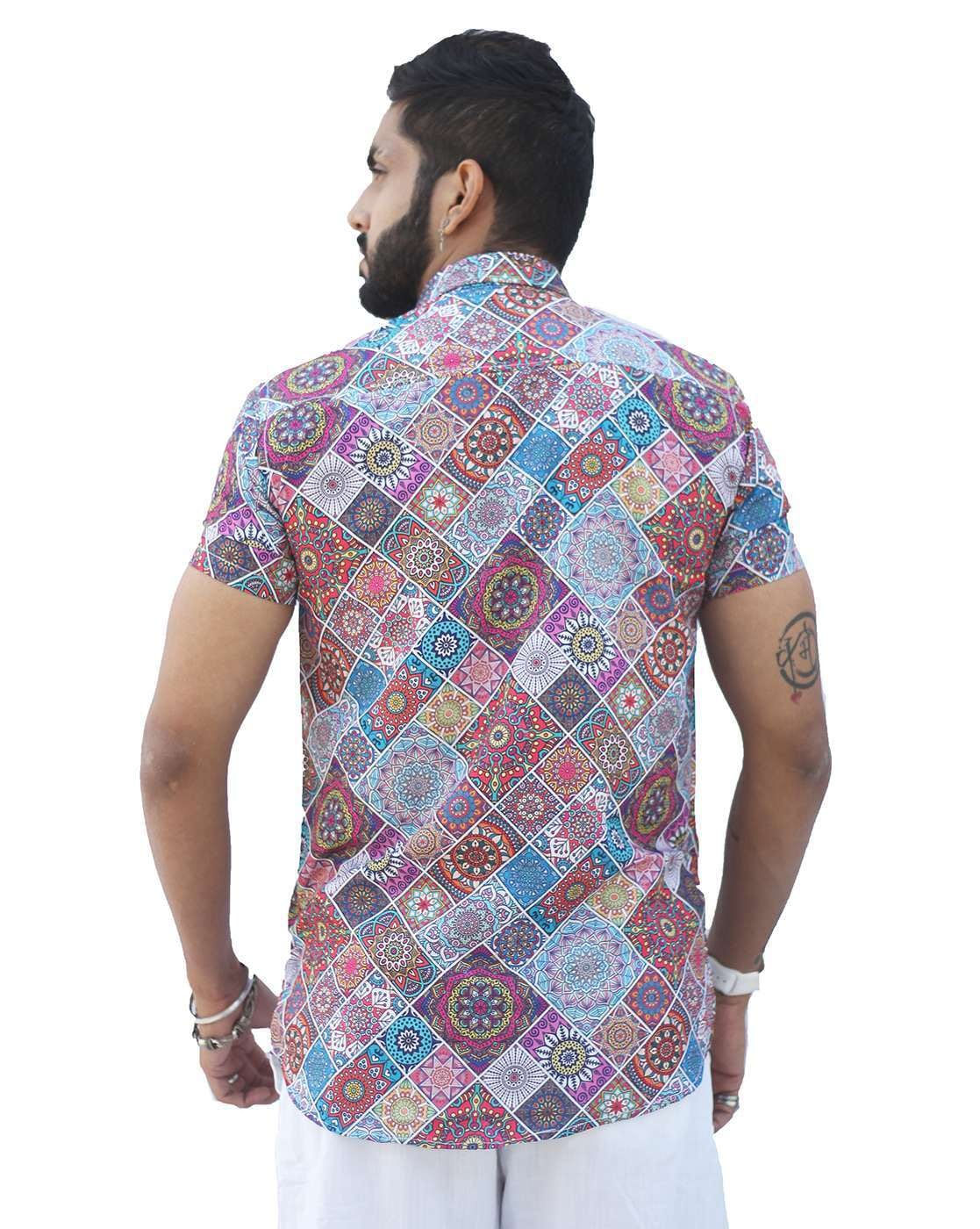 Micro Print Half-Sleeve Shirt