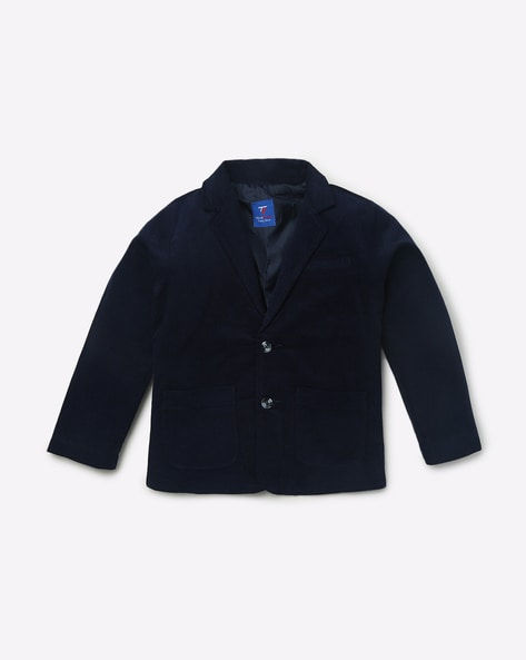 Single-Breasted Corduroy Blazer with Notched Lapel