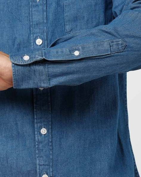 Denim Slim Fit Shirt with Patch Pocket