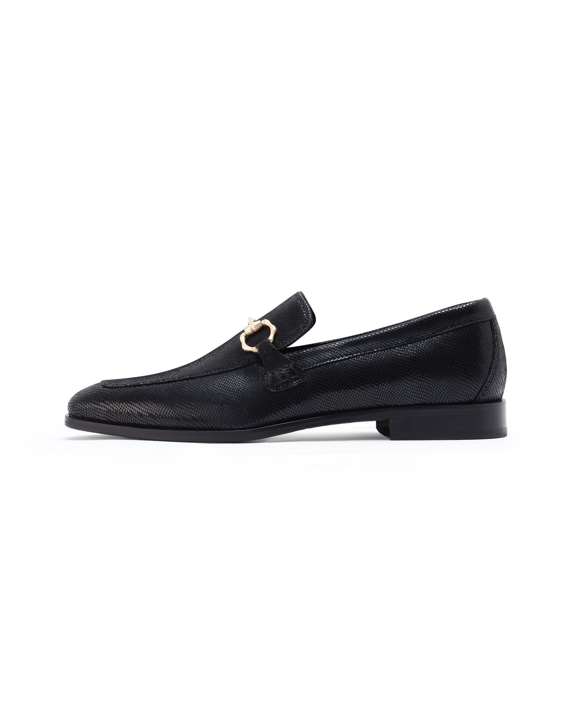 Men's Snaker Black Leather Loafers