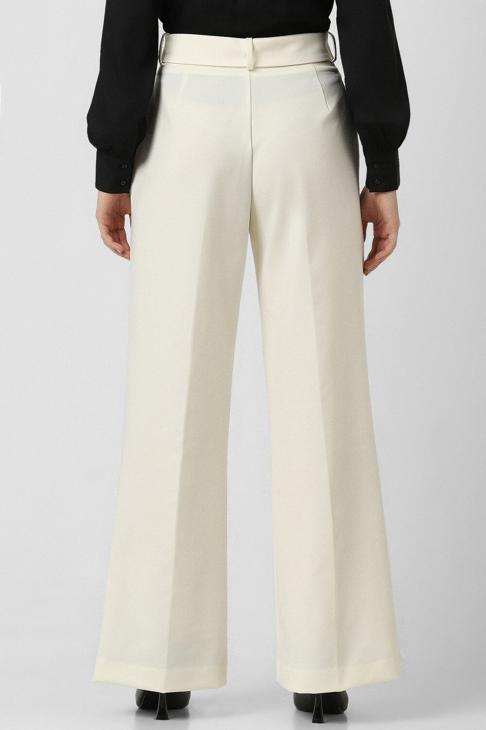 Van Heusen Women's Cream Solid Formal Trousers