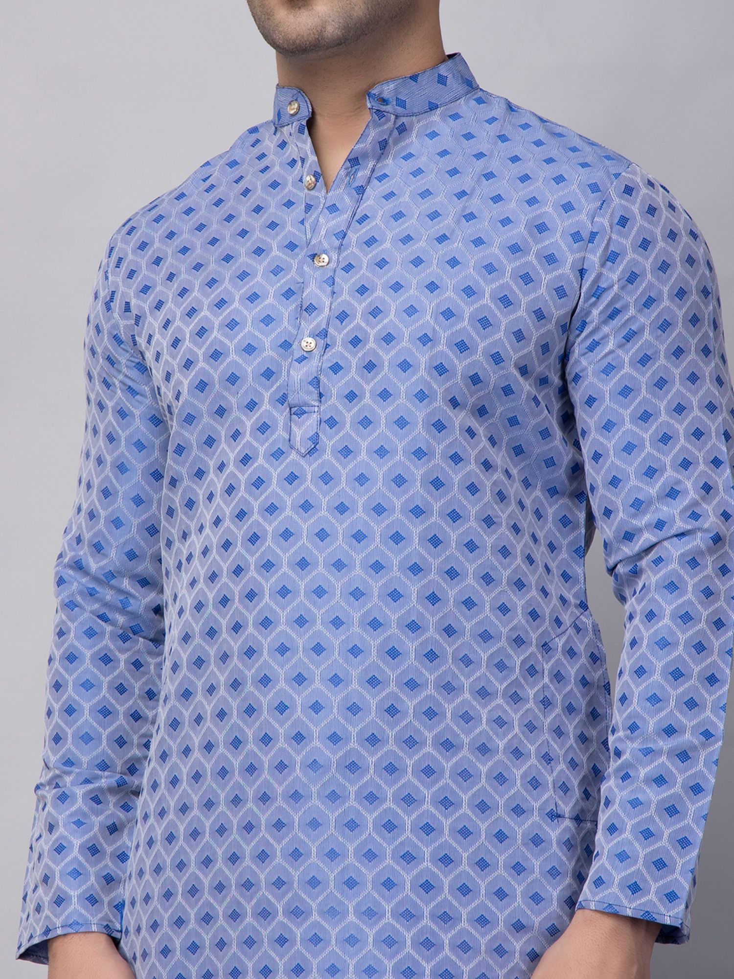 Hangup Men Ethnic Blue Kurta Set