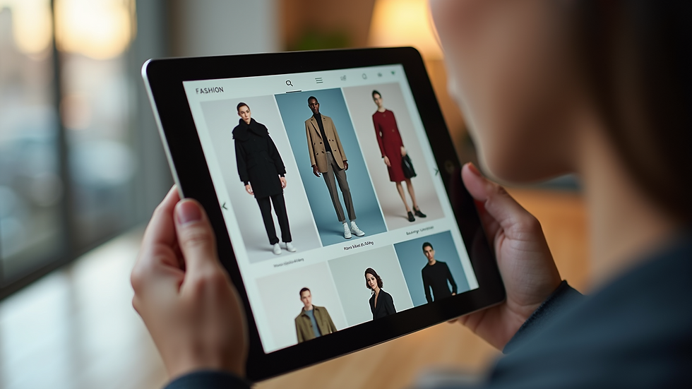 Close-up view of a fashion blog on a tablet