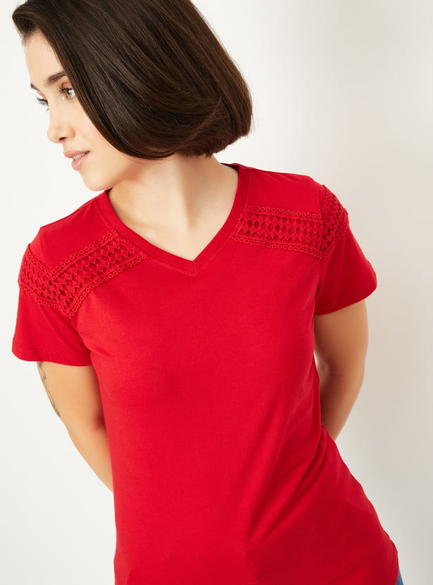 Women Lace Panel Top